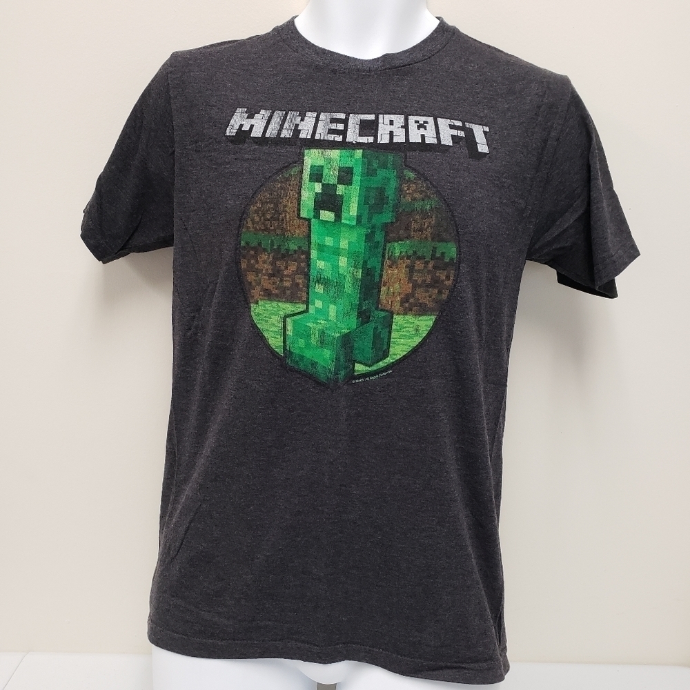 Minecraft Mens Tshirt Creeper Dark Gray Size Small